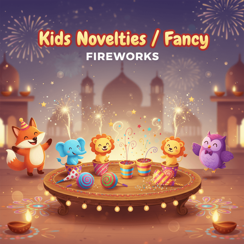 Kids fireworks illustration
