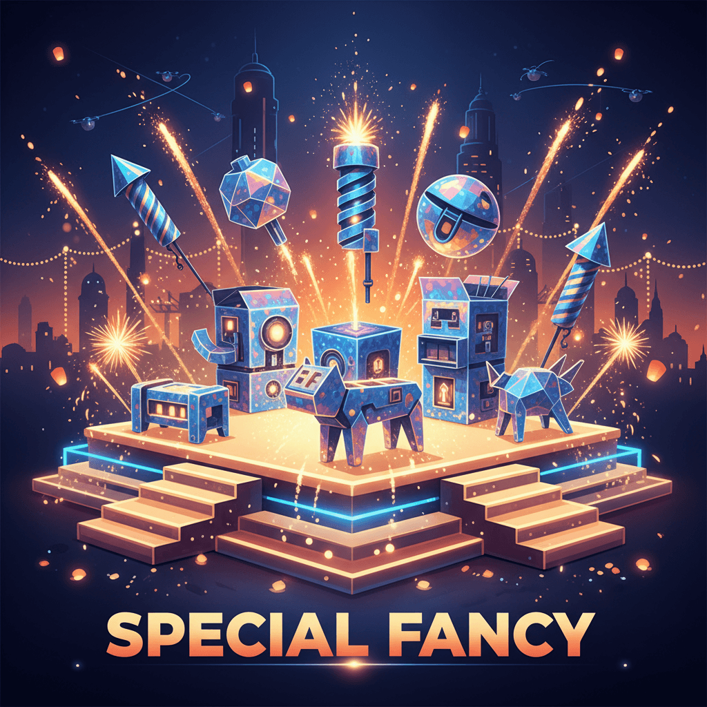 Gift box fireworks illustration